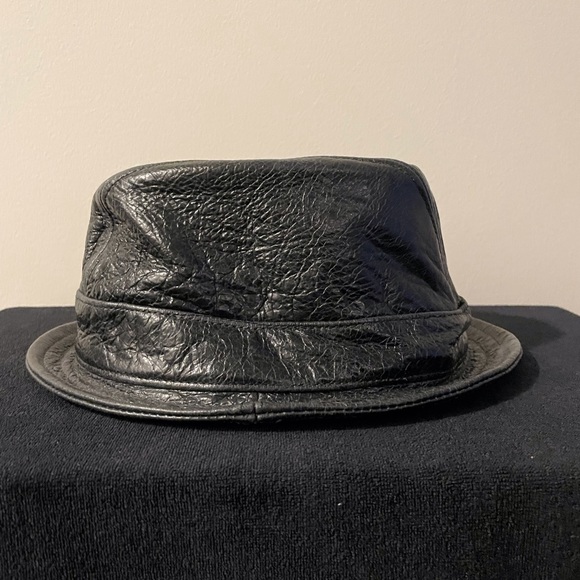 NWOT - Men’s Leather Fedora - Black - Picture 2 of 3